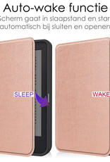 NoXx Hoes Geschikt voor Kobo Clara 2E Hoesje Bookcase Cover Book Case Hoes Sleepcover Met Screenprotector - Rosé Goud