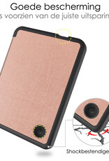 NoXx Hoes Geschikt voor Kobo Clara 2E Hoesje Bookcase Cover Book Case Hoes Sleepcover Met Screenprotector - Rosé Goud