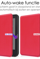 NoXx Hoes Geschikt voor Kobo Clara 2E Hoesje Bookcase Cover Book Case Hoes Sleepcover Met Screenprotector - Rood