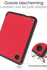 NoXx Hoes Geschikt voor Kobo Clara 2E Hoesje Bookcase Cover Book Case Hoes Sleepcover Met Screenprotector - Rood