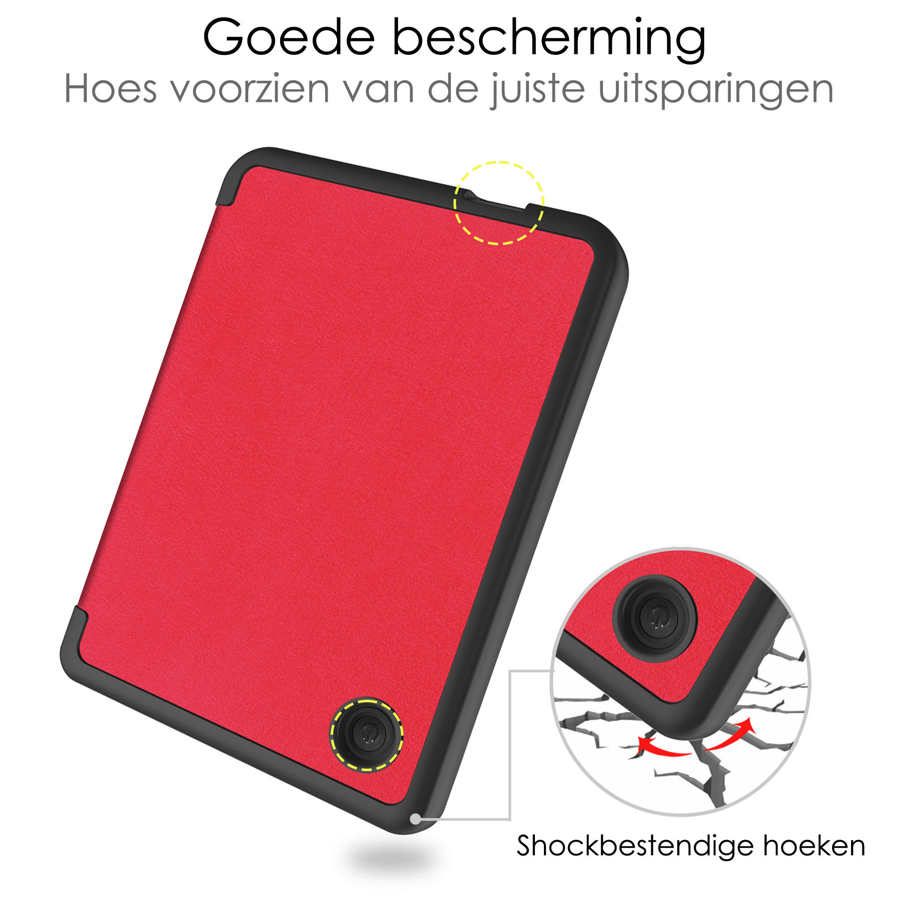 NoXx Hoes Geschikt voor Kobo Clara 2E Hoesje Bookcase Cover Book Case Hoes Sleepcover Met Screenprotector - Rood