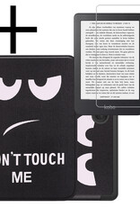 NoXx Hoes Geschikt voor Kobo Clara 2E Hoesje Bookcase Cover Book Case Hoes Sleepcover Met Screenprotector - Don't Touch Me
