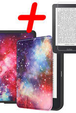 BASEY. Hoes Geschikt voor Kobo Clara 2E Hoesje Bookcase Cover Hoes Met Screenprotector - Hoesje Geschikt voor Kobo Clara 2E Hoes Cover Case - Galaxy