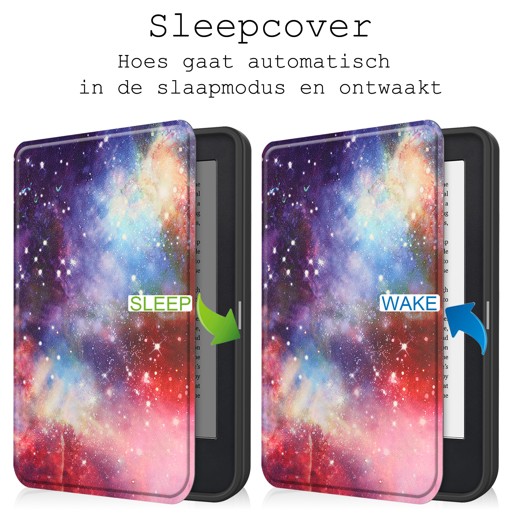 BASEY. Hoes Geschikt voor Kobo Clara 2E Hoesje Bookcase Cover Hoes Met Screenprotector - Hoesje Geschikt voor Kobo Clara 2E Hoes Cover Case - Galaxy