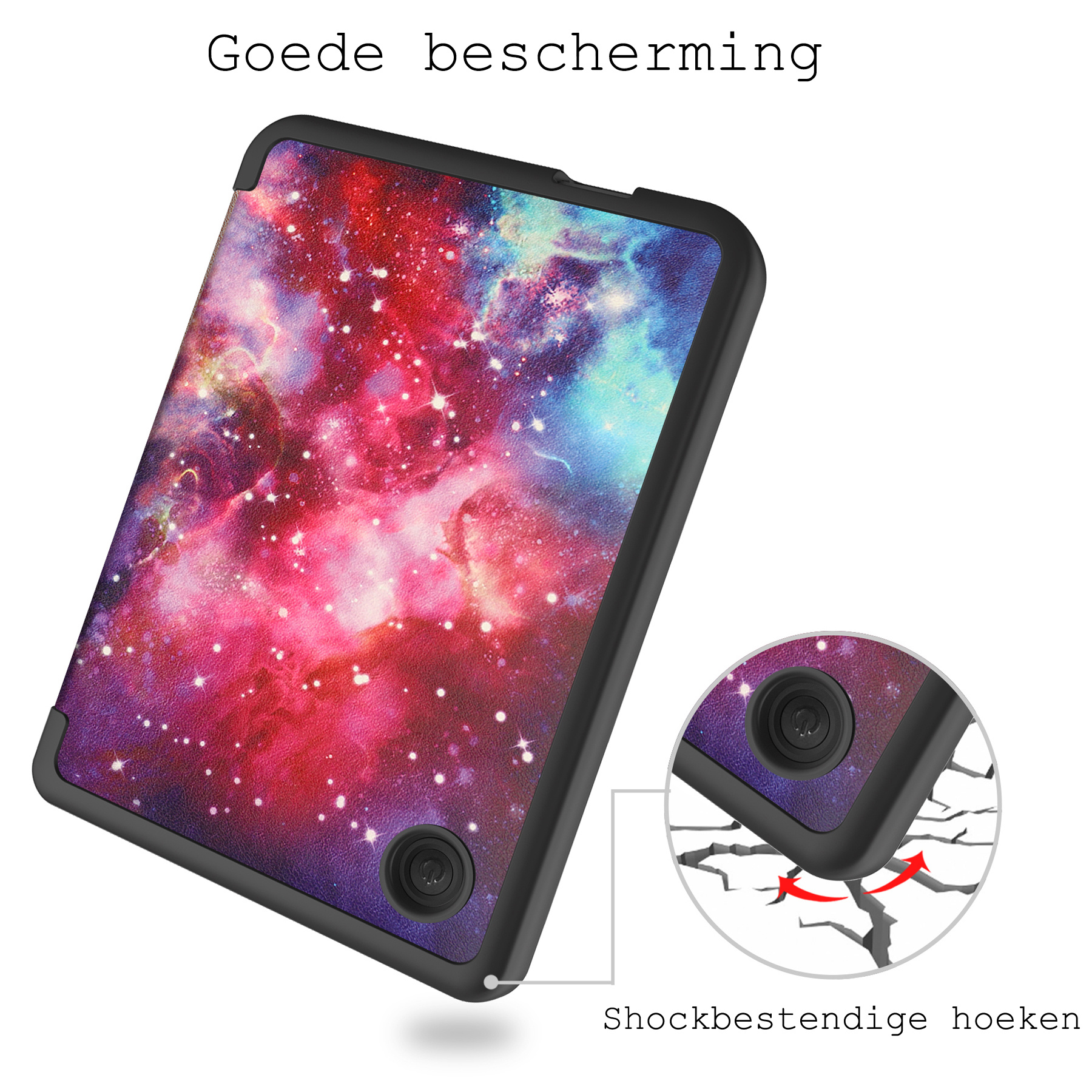 BASEY. Hoes Geschikt voor Kobo Clara 2E Hoesje Bookcase Cover Hoes Met Screenprotector - Hoesje Geschikt voor Kobo Clara 2E Hoes Cover Case - Galaxy
