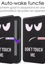 NoXx Hoes Geschikt voor Kobo Clara 2E Hoesje Bookcase Cover Book Case Hoes Sleepcover Met Screenprotector - Don't Touch Me