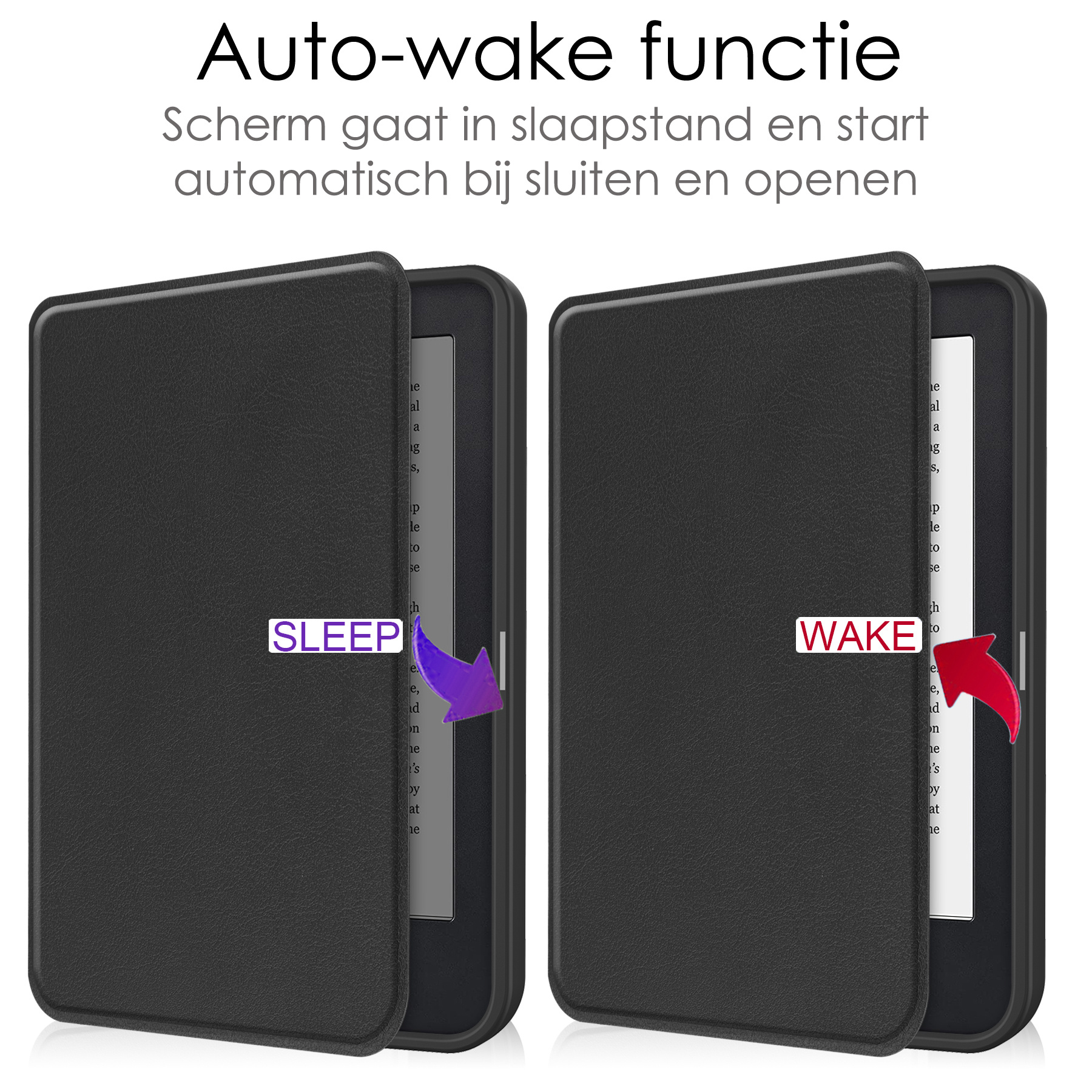 NoXx Hoes Geschikt voor Kobo Clara 2E Hoesje Bookcase Cover Book Case Hoes Sleepcover Met Screenprotector - Zwart