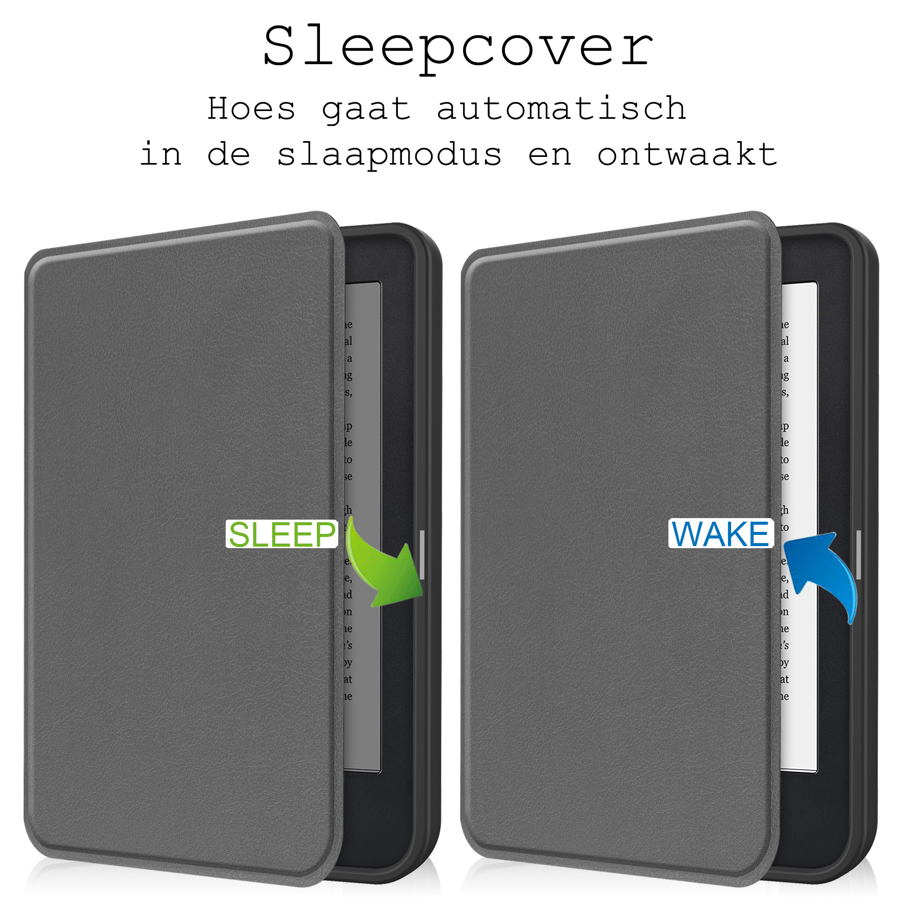 BASEY. Hoes Geschikt voor Kobo Clara 2E Hoesje Bookcase Cover Hoes Met Screenprotector - Hoesje Geschikt voor Kobo Clara 2E Hoes Cover Case - Grijs