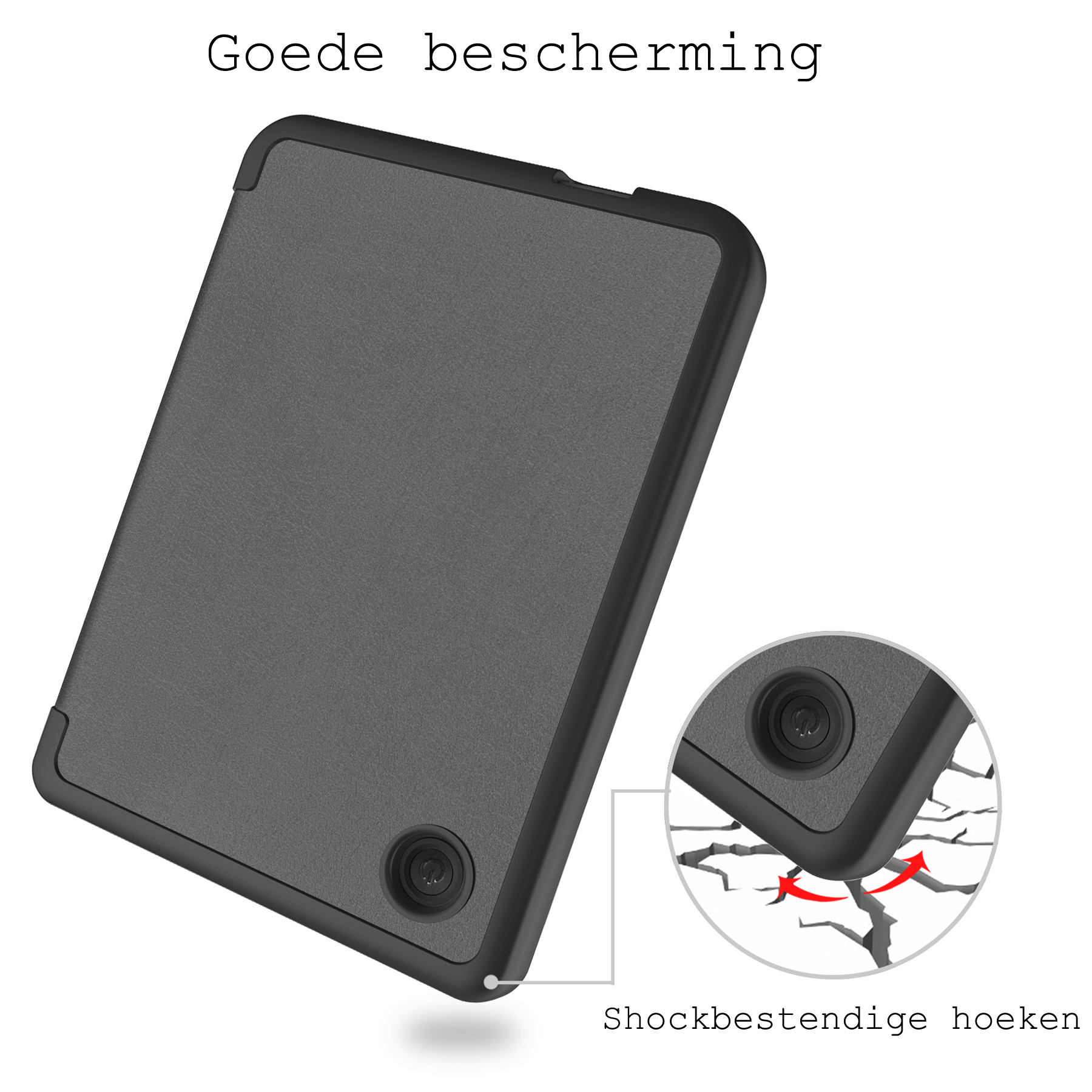 BASEY. Hoes Geschikt voor Kobo Clara 2E Hoesje Bookcase Cover Hoes Met Screenprotector - Hoesje Geschikt voor Kobo Clara 2E Hoes Cover Case - Grijs