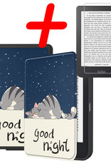 BASEY. Hoes Geschikt voor Kobo Clara 2E Hoesje Bookcase Cover Hoes Met Screenprotector - Hoesje Geschikt voor Kobo Clara 2E Hoes Cover Case - Kat