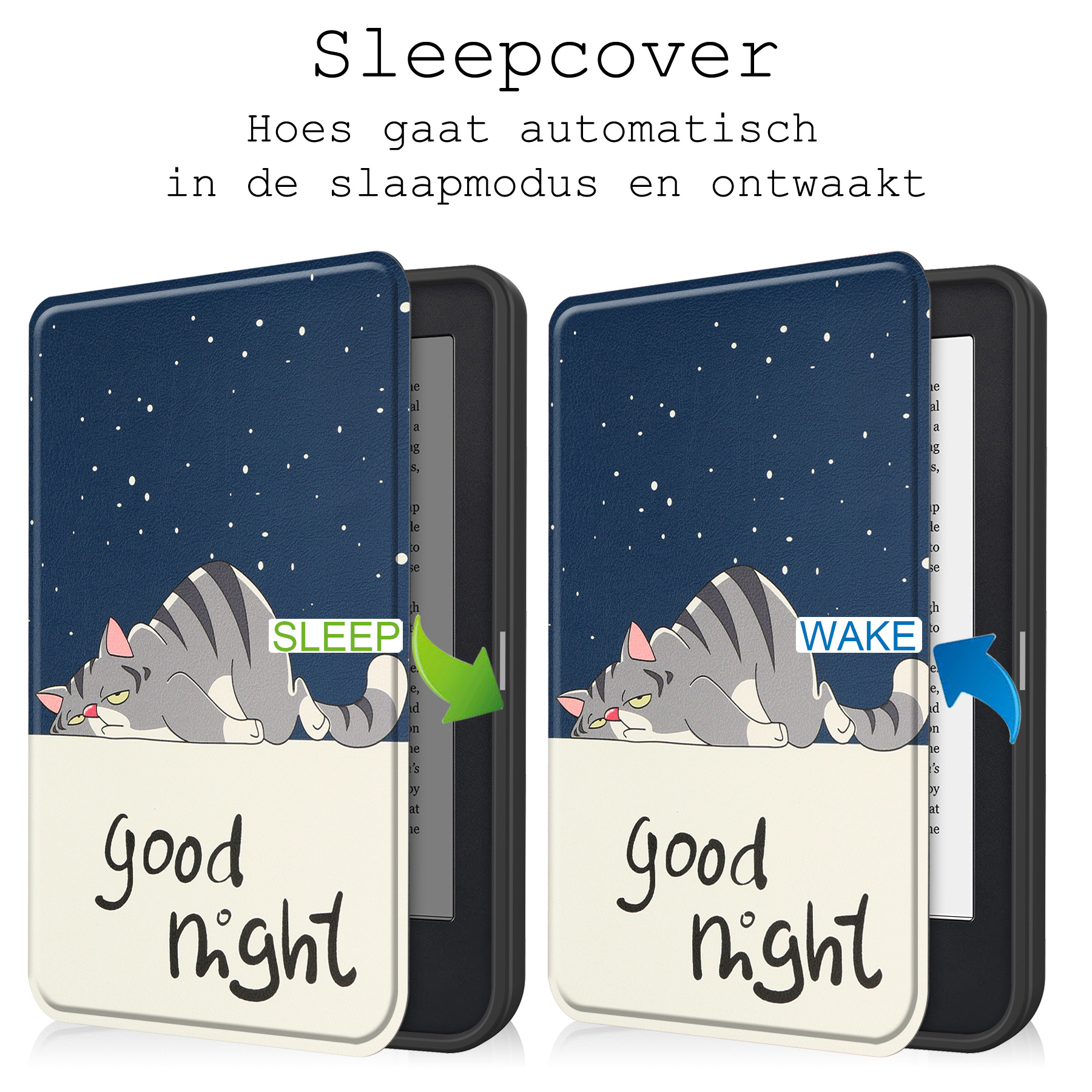 BASEY. Hoes Geschikt voor Kobo Clara 2E Hoesje Bookcase Cover Hoes Met Screenprotector - Hoesje Geschikt voor Kobo Clara 2E Hoes Cover Case - Kat