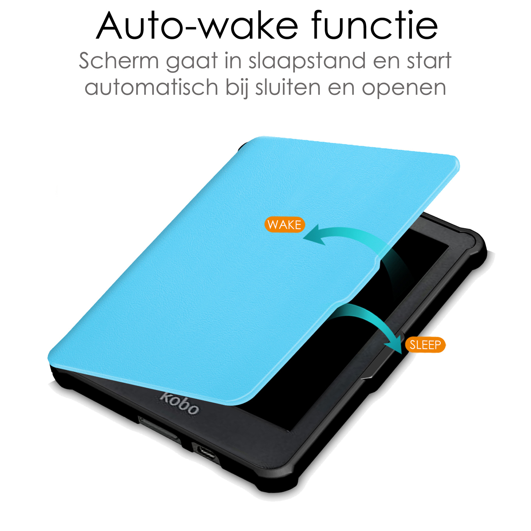 NoXx Hoes Geschikt voor Kobo Clara HD Hoesje Bookcase Cover Book Case Hoes Sleepcover Met Screenprotector - Lichtblauw