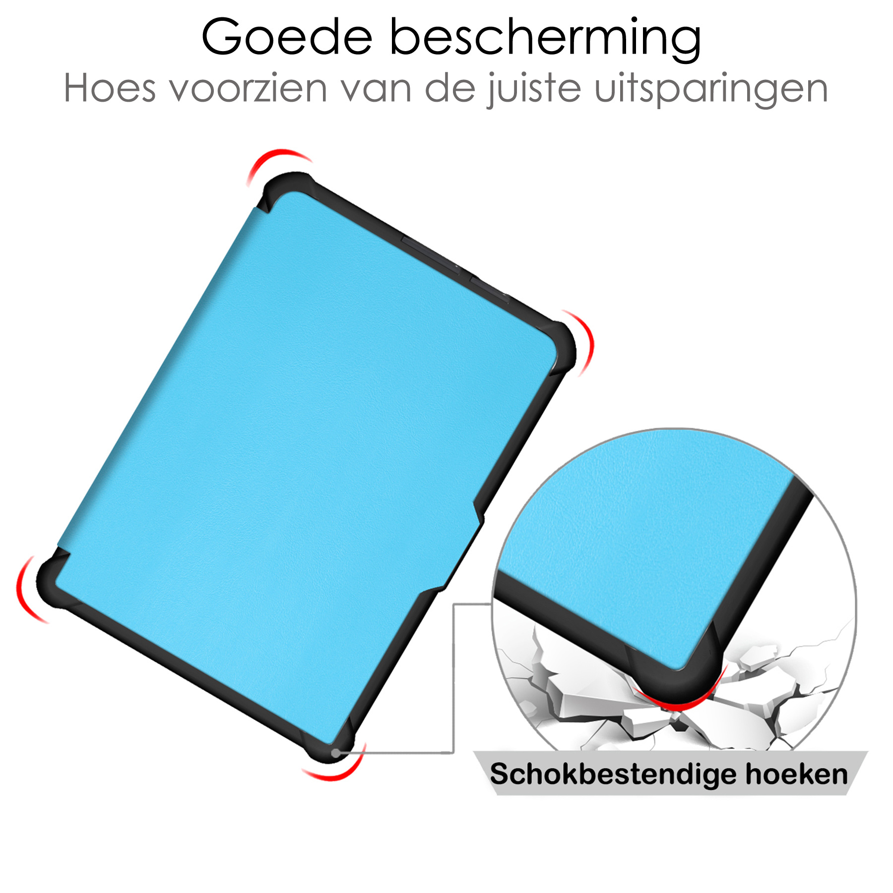 NoXx Hoes Geschikt voor Kobo Clara HD Hoesje Bookcase Cover Book Case Hoes Sleepcover Met Screenprotector - Lichtblauw