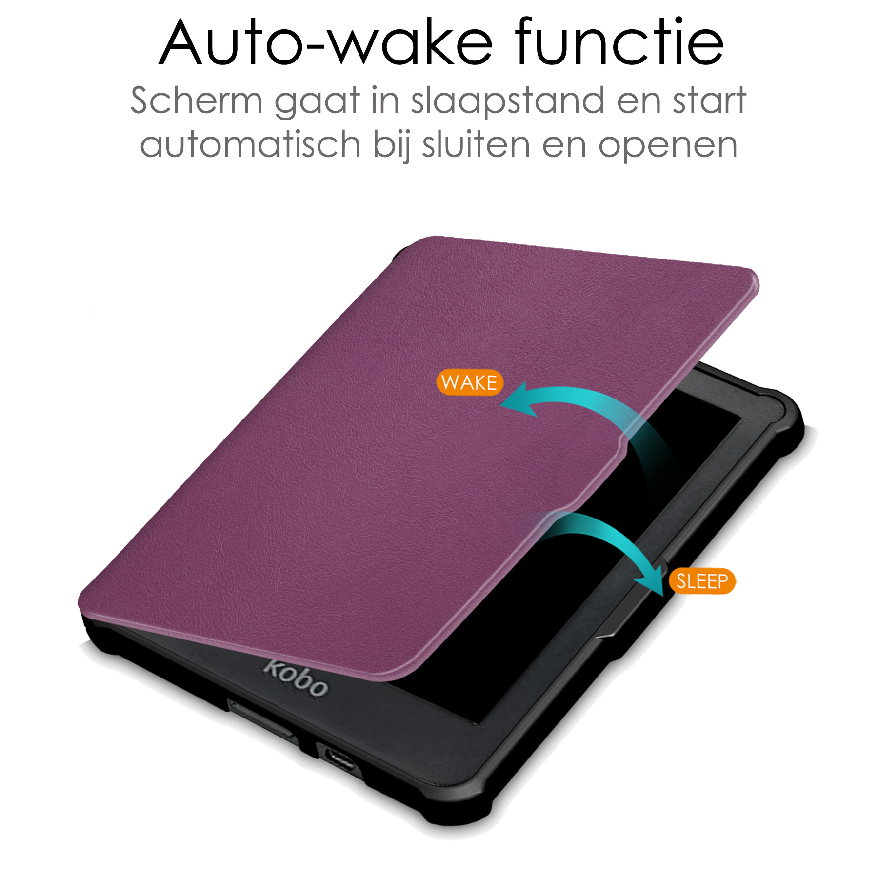 NoXx Hoes Geschikt voor Kobo Clara HD Hoesje Bookcase Cover Book Case Hoes Sleepcover Met Screenprotector - Paars