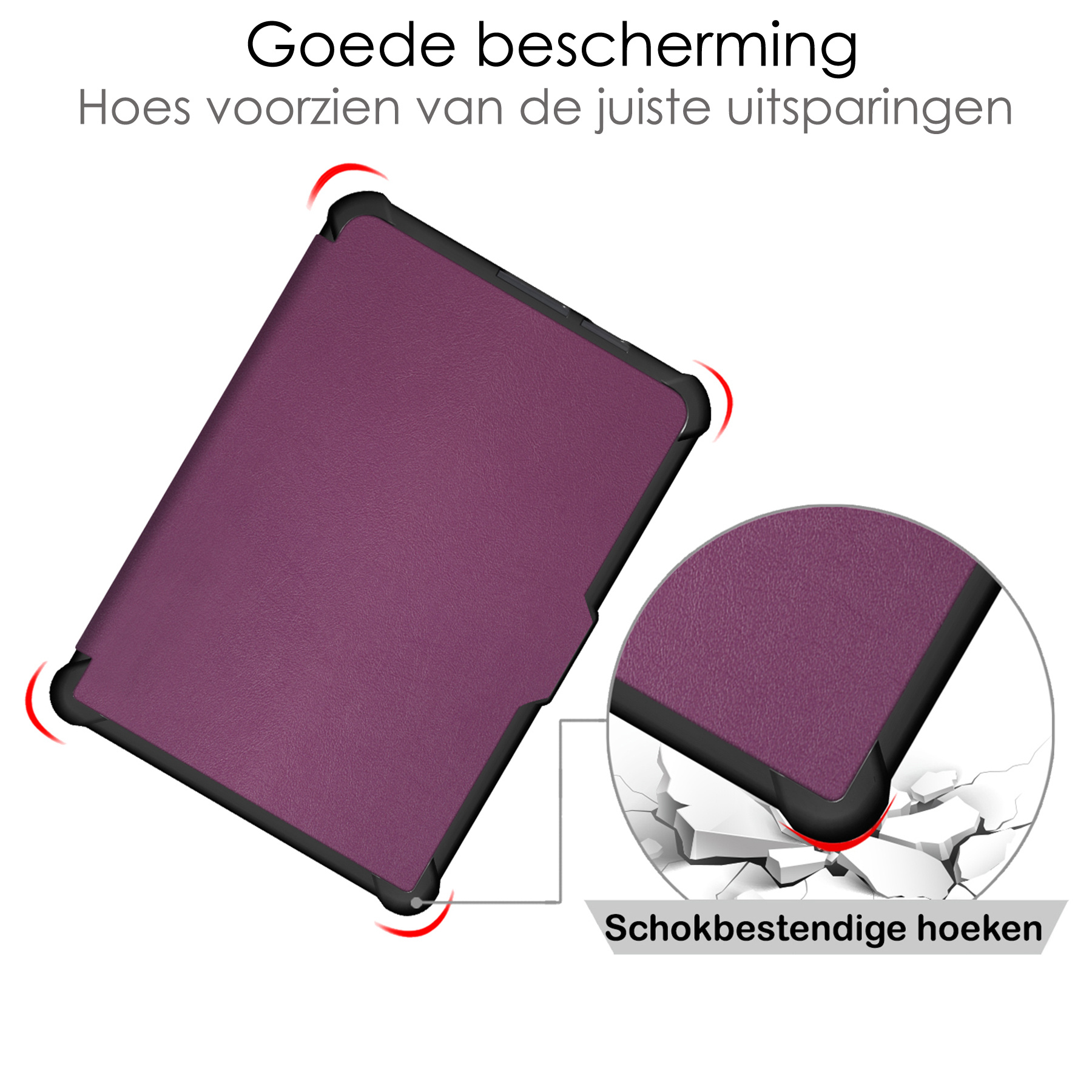 NoXx Hoes Geschikt voor Kobo Clara HD Hoesje Bookcase Cover Book Case Hoes Sleepcover Met Screenprotector - Paars