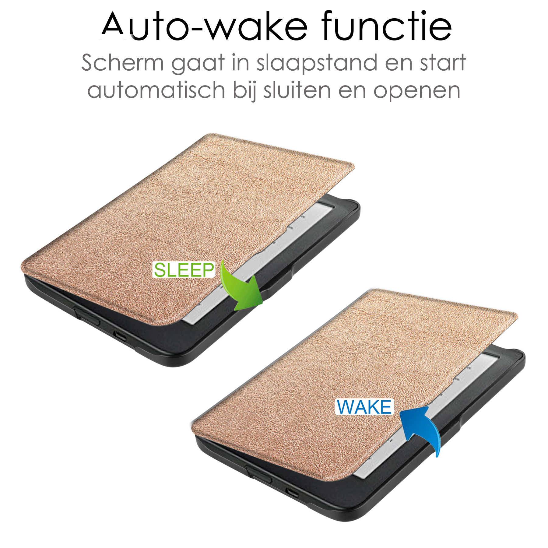 NoXx Hoes Geschikt voor Kobo Clara HD Hoesje Bookcase Cover Book Case Hoes Sleepcover Met Screenprotector - Rosé Goud