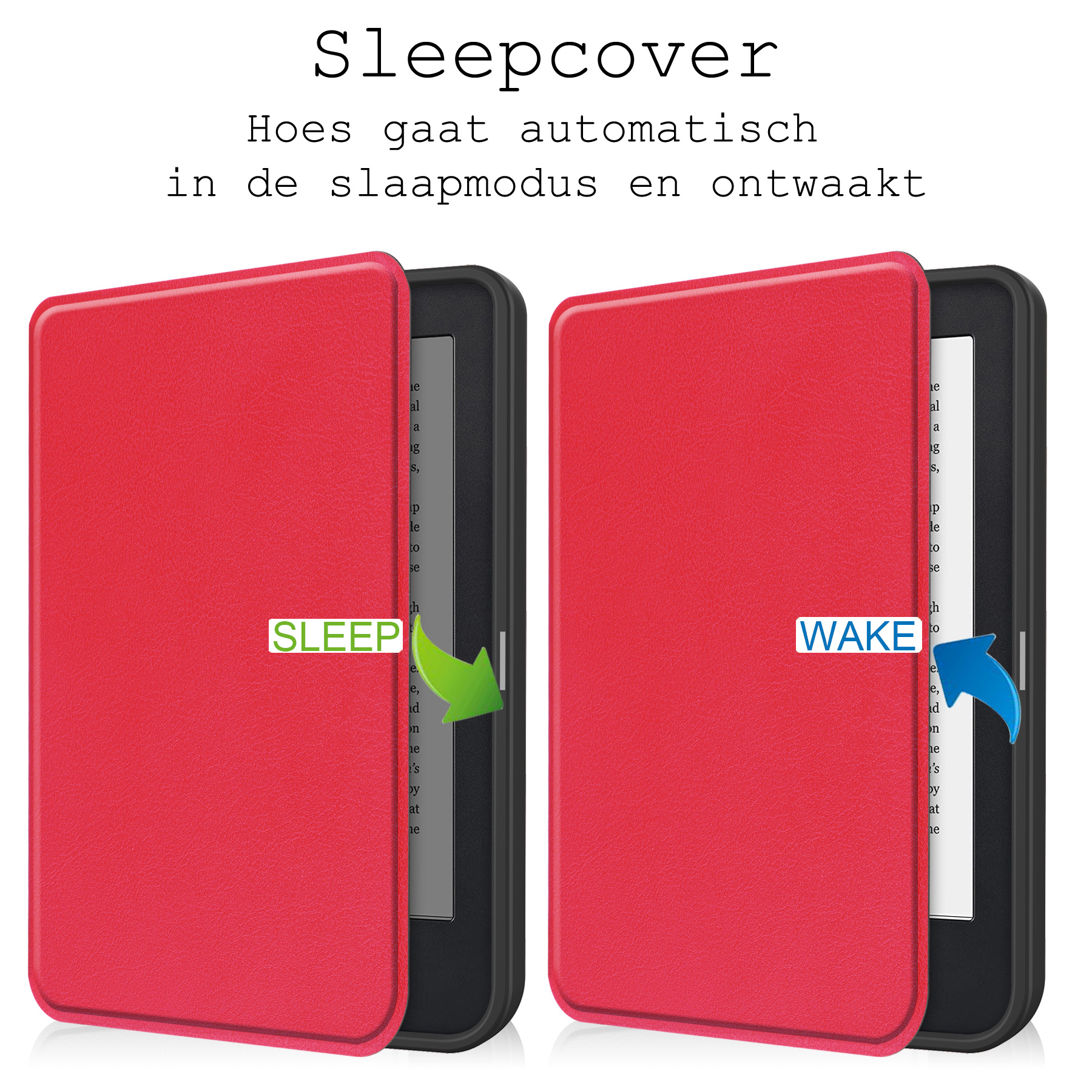 BASEY. Hoes Geschikt voor Kobo Clara 2E Hoesje Bookcase Cover Hoes Met Screenprotector - Hoesje Geschikt voor Kobo Clara 2E Hoes Cover Case - Rood