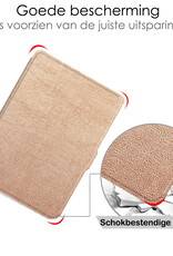 NoXx Hoes Geschikt voor Kobo Clara HD Hoesje Bookcase Cover Book Case Hoes Sleepcover Met Screenprotector - Rosé Goud