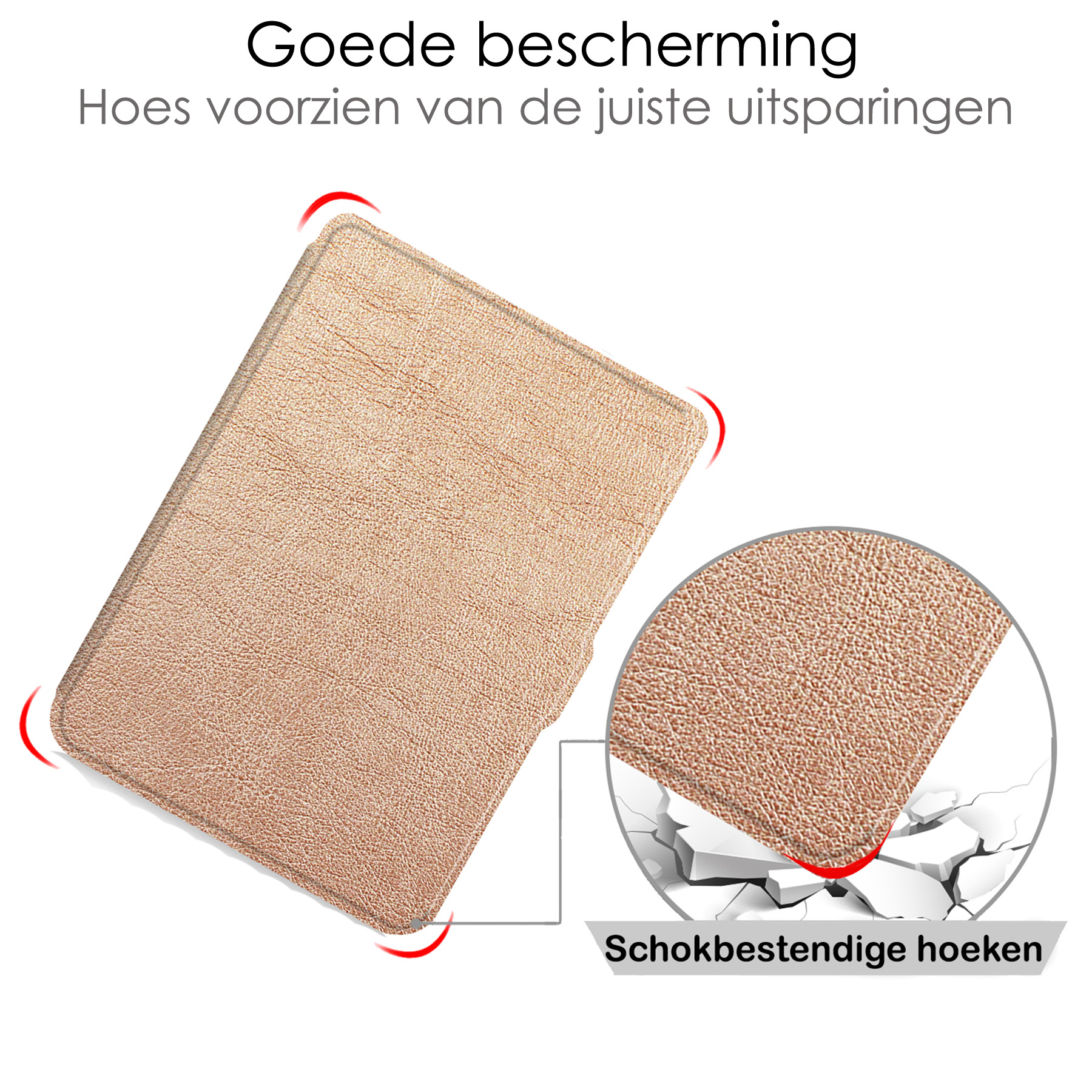 NoXx Hoes Geschikt voor Kobo Clara HD Hoesje Bookcase Cover Book Case Hoes Sleepcover Met Screenprotector - Rosé Goud