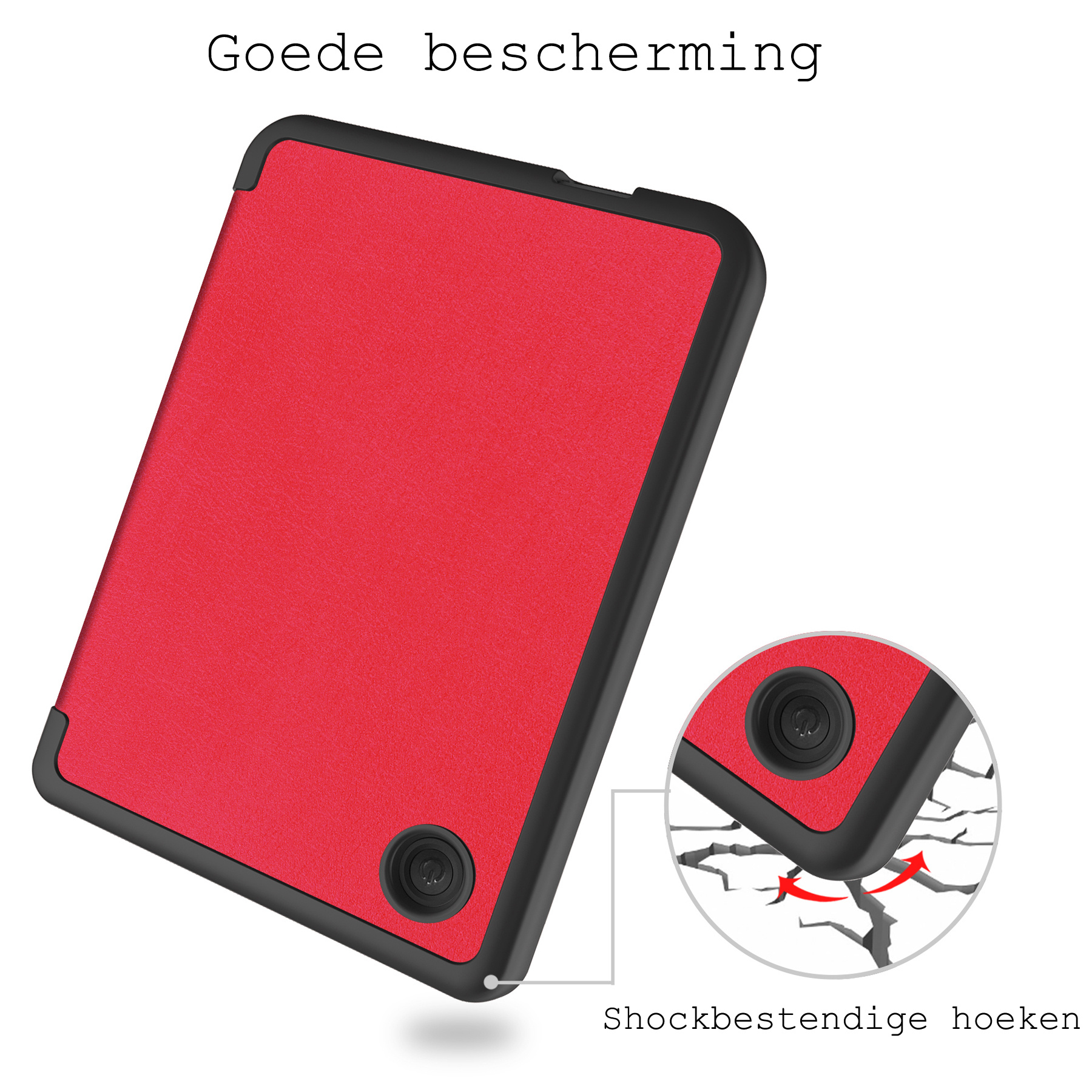 BASEY. Hoes Geschikt voor Kobo Clara 2E Hoesje Bookcase Cover Hoes Met Screenprotector - Hoesje Geschikt voor Kobo Clara 2E Hoes Cover Case - Rood