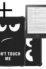 NoXx Hoes Geschikt voor Kobo Clara HD Hoesje Bookcase Cover Book Case Hoes Sleepcover Met Screenprotector - Don't Touch Me