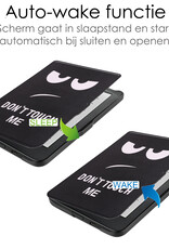 NoXx Hoes Geschikt voor Kobo Clara HD Hoesje Bookcase Cover Book Case Hoes Sleepcover Met Screenprotector - Don't Touch Me