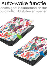 NoXx Hoes Geschikt voor Kobo Clara HD Hoesje Bookcase Cover Book Case Hoes Sleepcover Met Screenprotector - Vlinders