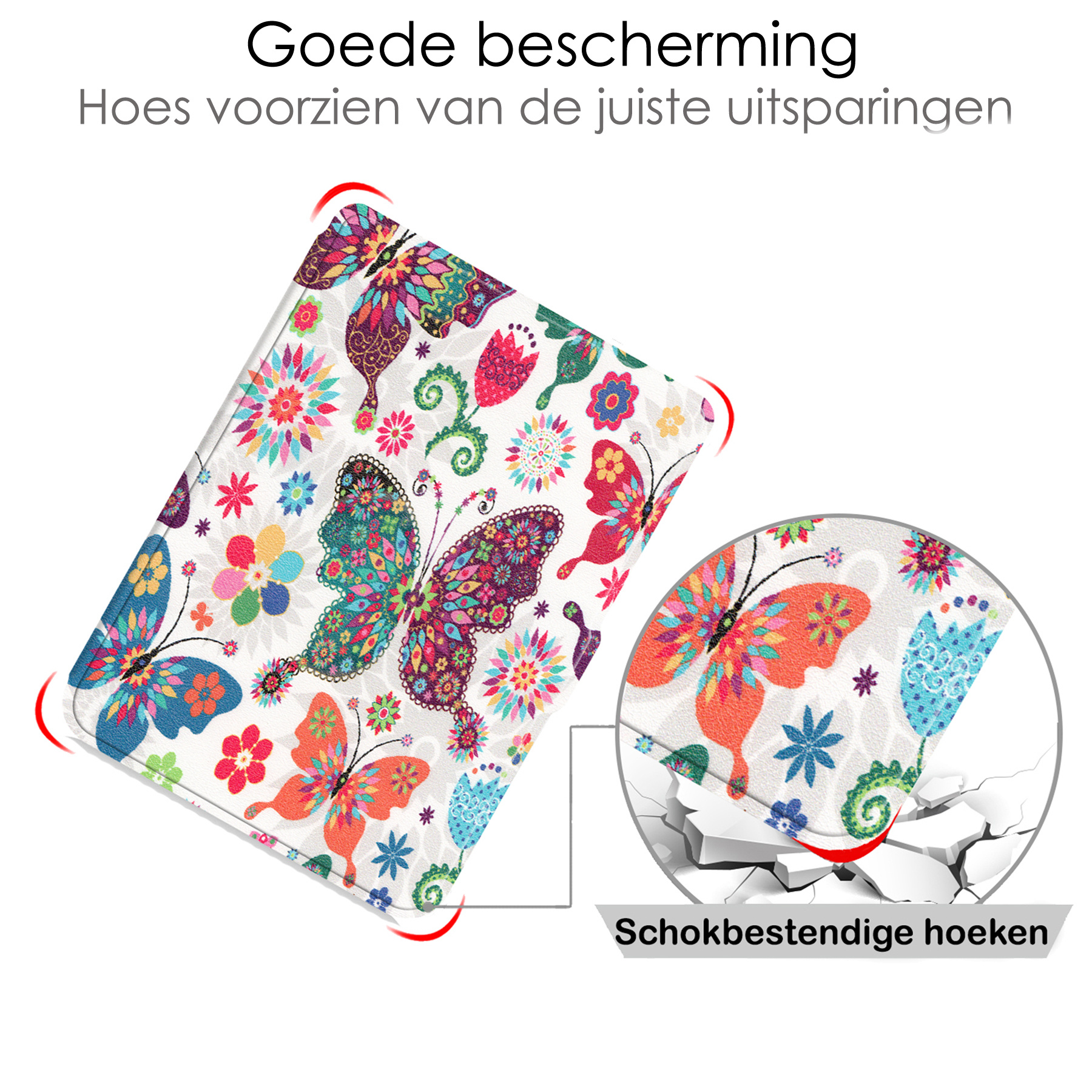 NoXx Hoes Geschikt voor Kobo Clara HD Hoesje Bookcase Cover Book Case Hoes Sleepcover Met Screenprotector - Vlinders