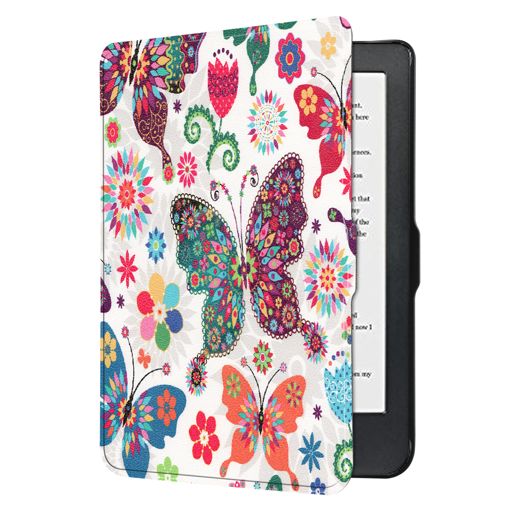NoXx Hoes Geschikt voor Kobo Clara HD Hoesje Bookcase Cover Book Case Hoes Sleepcover Met Screenprotector - Vlinders