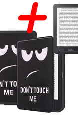 BASEY. Hoes Geschikt voor Kobo Clara 2E Hoesje Bookcase Cover Hoes Met Screenprotector - Hoesje Geschikt voor Kobo Clara 2E Hoes Cover Case - Don't Touch Me