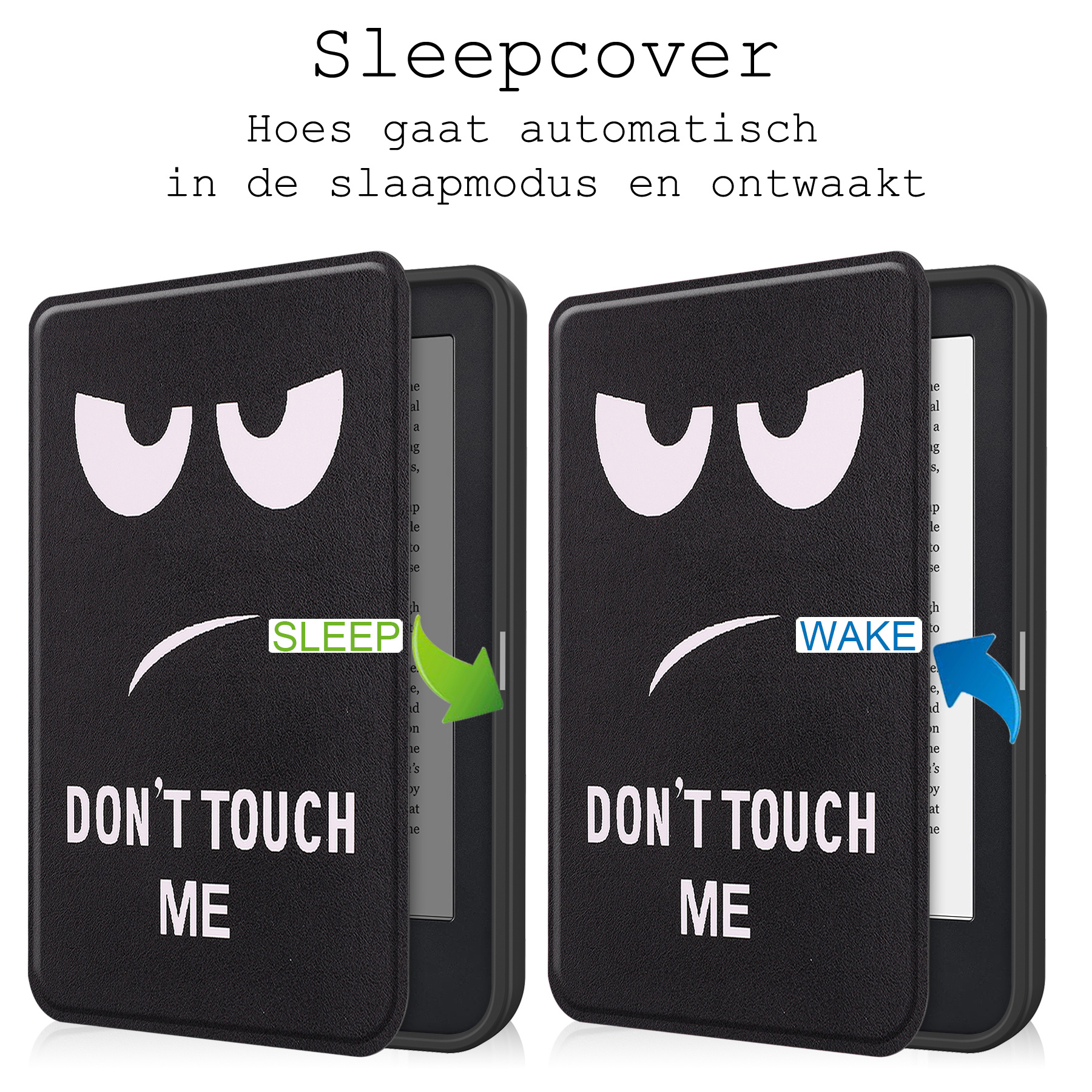 BASEY. Hoes Geschikt voor Kobo Clara 2E Hoesje Bookcase Cover Hoes Met Screenprotector - Hoesje Geschikt voor Kobo Clara 2E Hoes Cover Case - Don't Touch Me
