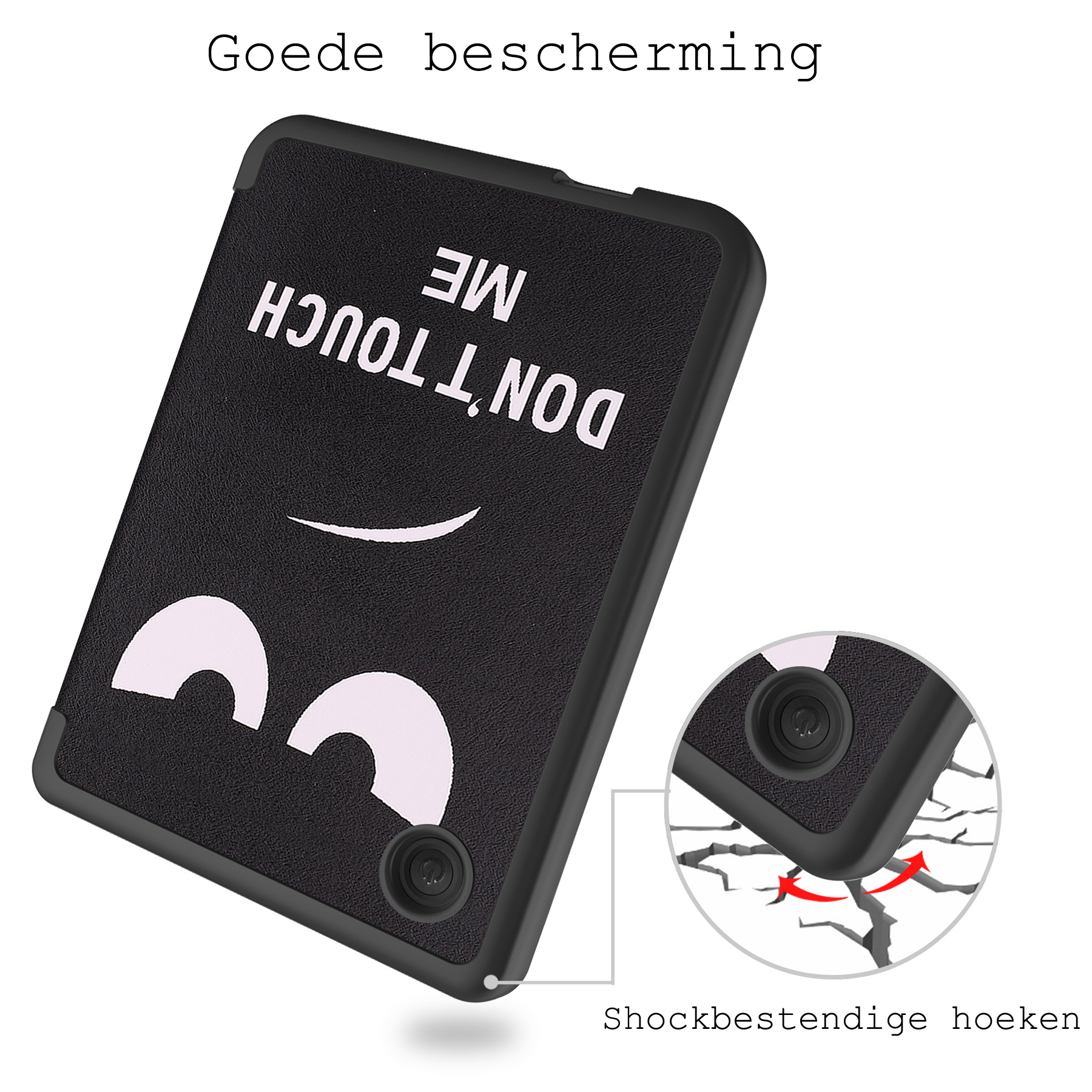 BASEY. Hoes Geschikt voor Kobo Clara 2E Hoesje Bookcase Cover Hoes Met Screenprotector - Hoesje Geschikt voor Kobo Clara 2E Hoes Cover Case - Don't Touch Me
