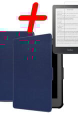 BASEY. Hoes Geschikt voor Kobo Clara HD Hoesje Bookcase Cover Hoes Met Screenprotector - Hoesje Geschikt voor Kobo Clara HD Hoes Cover Case - Donkerblauw