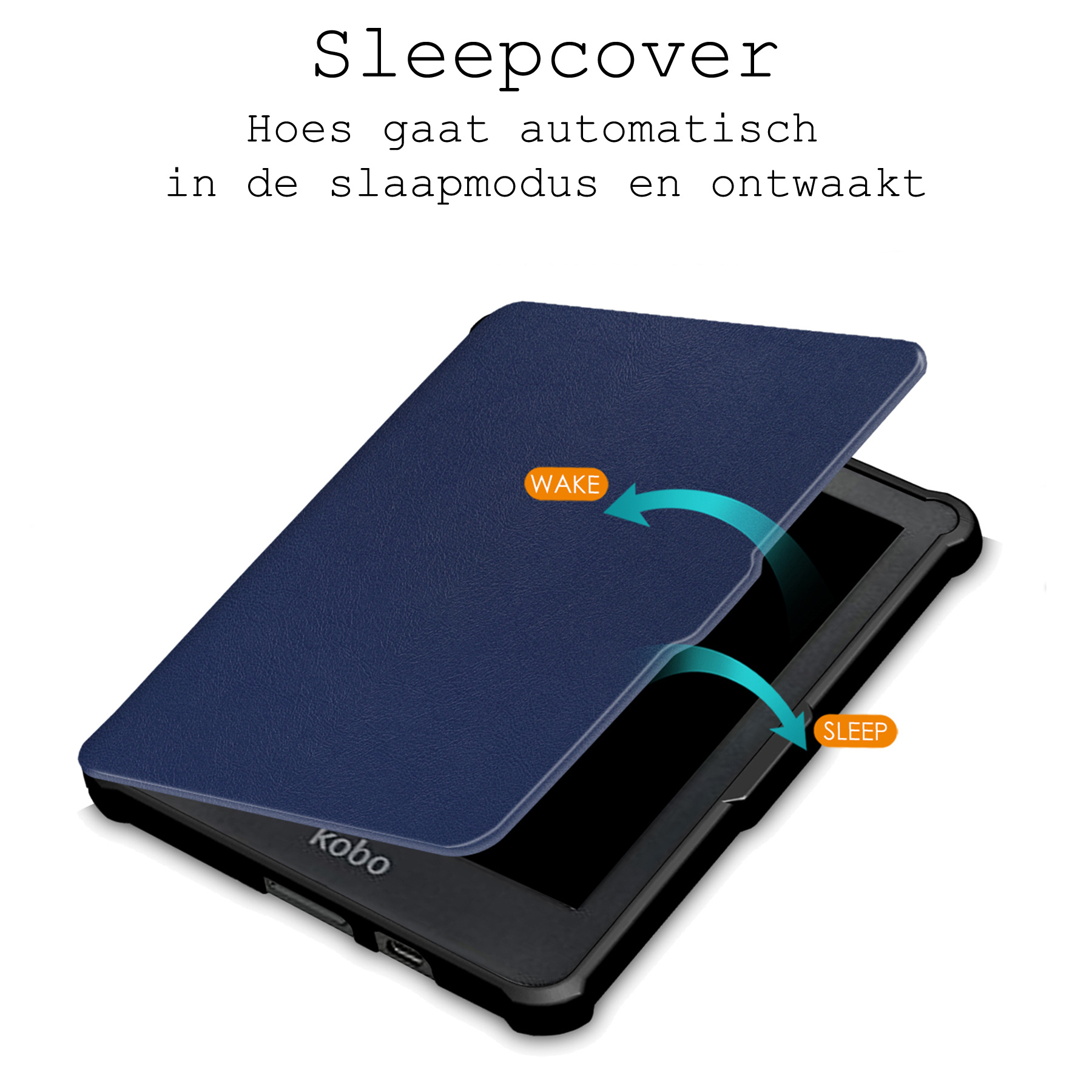 BASEY. Hoes Geschikt voor Kobo Clara HD Hoesje Bookcase Cover Hoes Met Screenprotector - Hoesje Geschikt voor Kobo Clara HD Hoes Cover Case - Donkerblauw