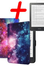 BASEY. Hoes Geschikt voor Kobo Clara HD Hoesje Bookcase Cover Hoes Met Screenprotector - Hoesje Geschikt voor Kobo Clara HD Hoes Cover Case - Galaxy