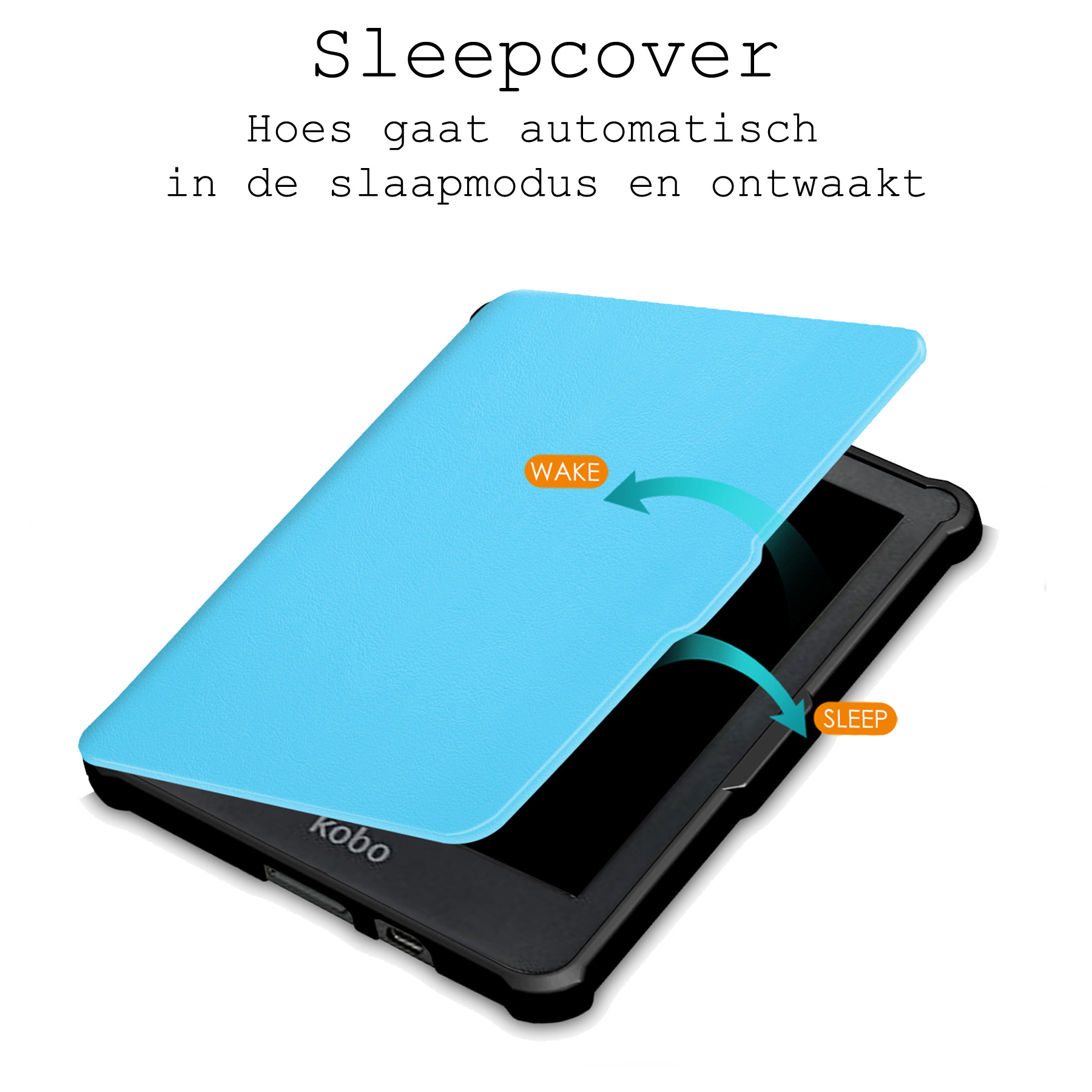 BASEY. Hoes Geschikt voor Kobo Clara HD Hoesje Bookcase Cover Hoes Met Screenprotector - Hoesje Geschikt voor Kobo Clara HD Hoes Cover Case - Lichtblauw