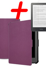 BASEY. Hoes Geschikt voor Kobo Clara HD Hoesje Bookcase Cover Hoes Met Screenprotector - Hoesje Geschikt voor Kobo Clara HD Hoes Cover Case - Paars