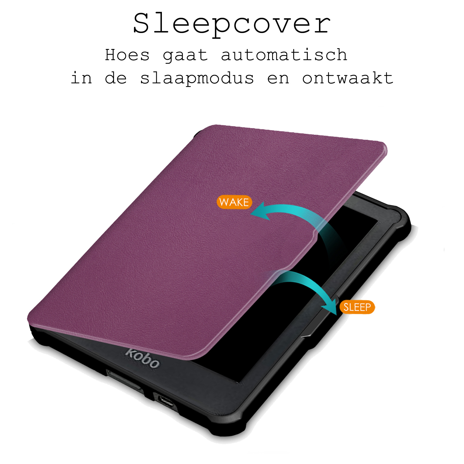 BASEY. Hoes Geschikt voor Kobo Clara HD Hoesje Bookcase Cover Hoes Met Screenprotector - Hoesje Geschikt voor Kobo Clara HD Hoes Cover Case - Paars