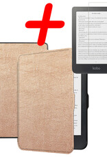 BASEY. Hoes Geschikt voor Kobo Clara HD Hoesje Bookcase Cover Hoes Met Screenprotector - Hoesje Geschikt voor Kobo Clara HD Hoes Cover Case - Rosé Goud