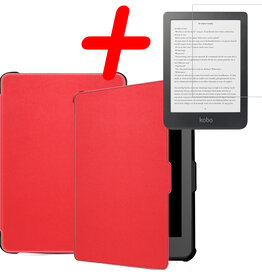 BASEY. BASEY. Kobo Clara HD Hoesje Met Screenprotector - Rood