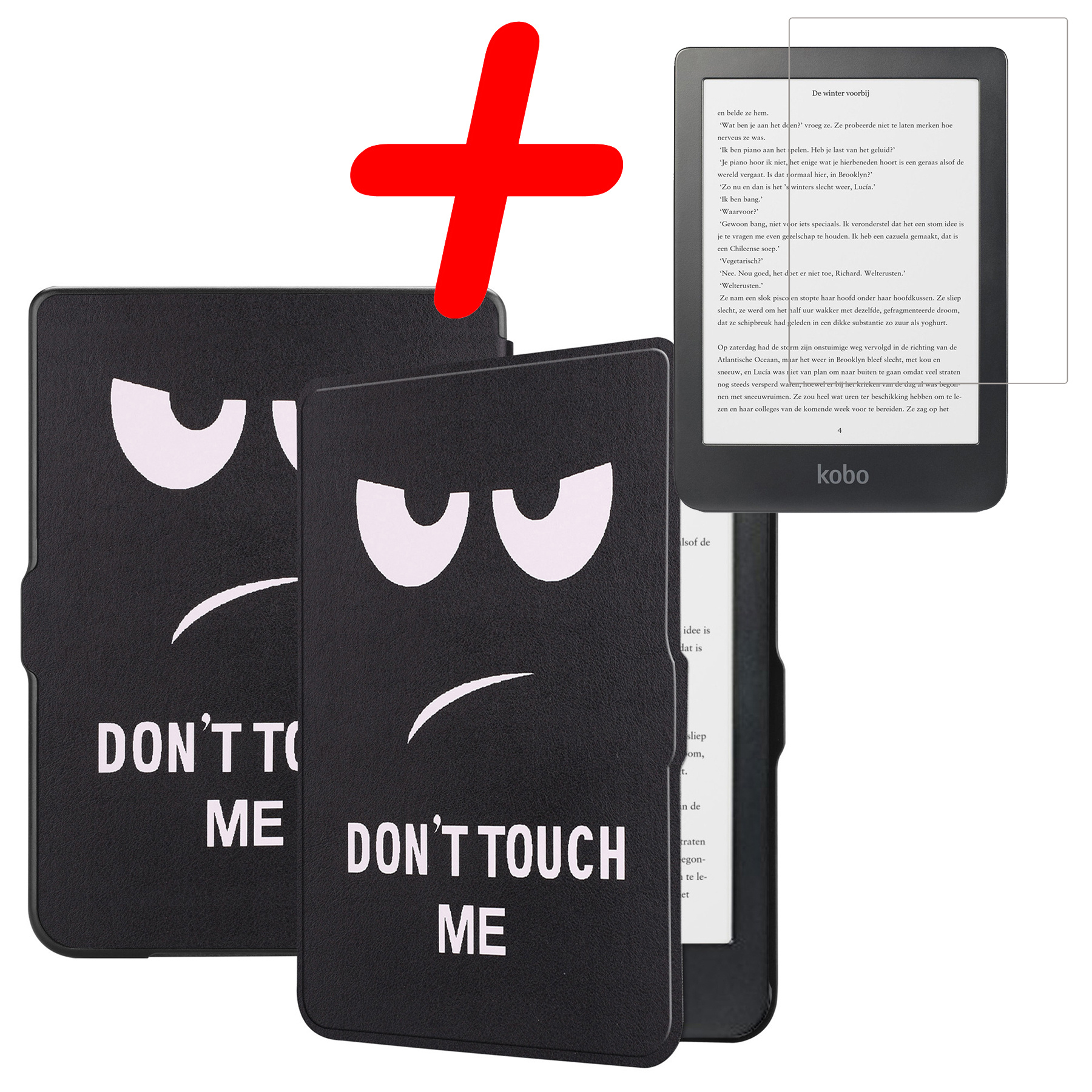 BASEY. Hoes Geschikt voor Kobo Clara HD Hoesje Bookcase Cover Hoes Met Screenprotector - Hoesje Geschikt voor Kobo Clara HD Hoes Cover Case - Don't Touch Me