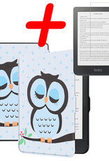 BASEY. Hoes Geschikt voor Kobo Clara HD Hoesje Bookcase Cover Hoes Met Screenprotector - Hoesje Geschikt voor Kobo Clara HD Hoes Cover Case - Uil