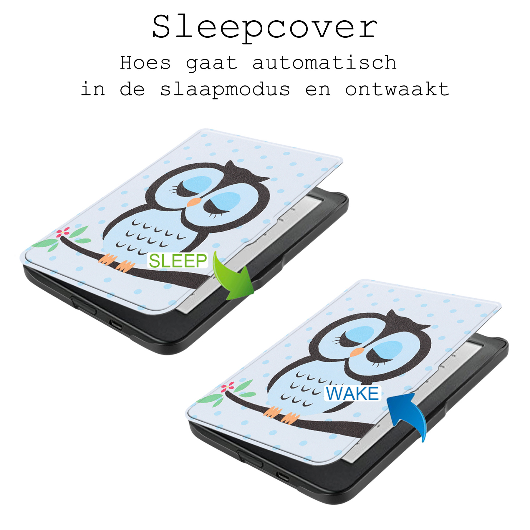 BASEY. Hoes Geschikt voor Kobo Clara HD Hoesje Bookcase Cover Hoes Met Screenprotector - Hoesje Geschikt voor Kobo Clara HD Hoes Cover Case - Uil