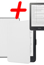 BASEY. Hoes Geschikt voor Kobo Clara HD Hoesje Bookcase Cover Hoes Met Screenprotector - Hoesje Geschikt voor Kobo Clara HD Hoes Cover Case - Wit