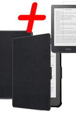 BASEY. Hoes Geschikt voor Kobo Clara HD Hoesje Bookcase Cover Hoes Met Screenprotector - Hoesje Geschikt voor Kobo Clara HD Hoes Cover Case - Zwart
