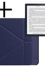 NoXx Hoes Geschikt voor Kobo Libra 2 Hoesje Bookcase Cover Book Case Hoes Sleepcover Met Screenprotector - Donkerblauw