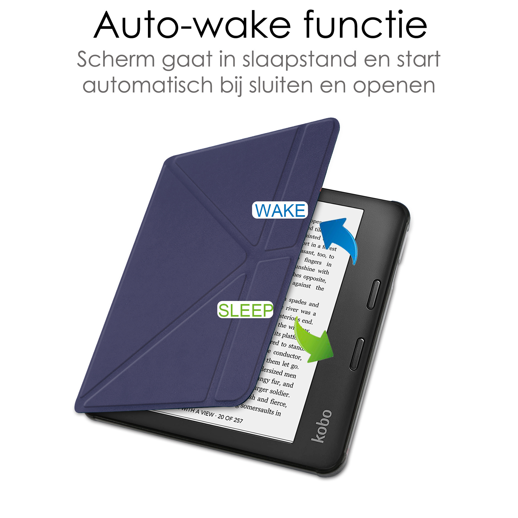 NoXx Hoes Geschikt voor Kobo Libra 2 Hoesje Bookcase Cover Book Case Hoes Sleepcover Met Screenprotector - Donkerblauw