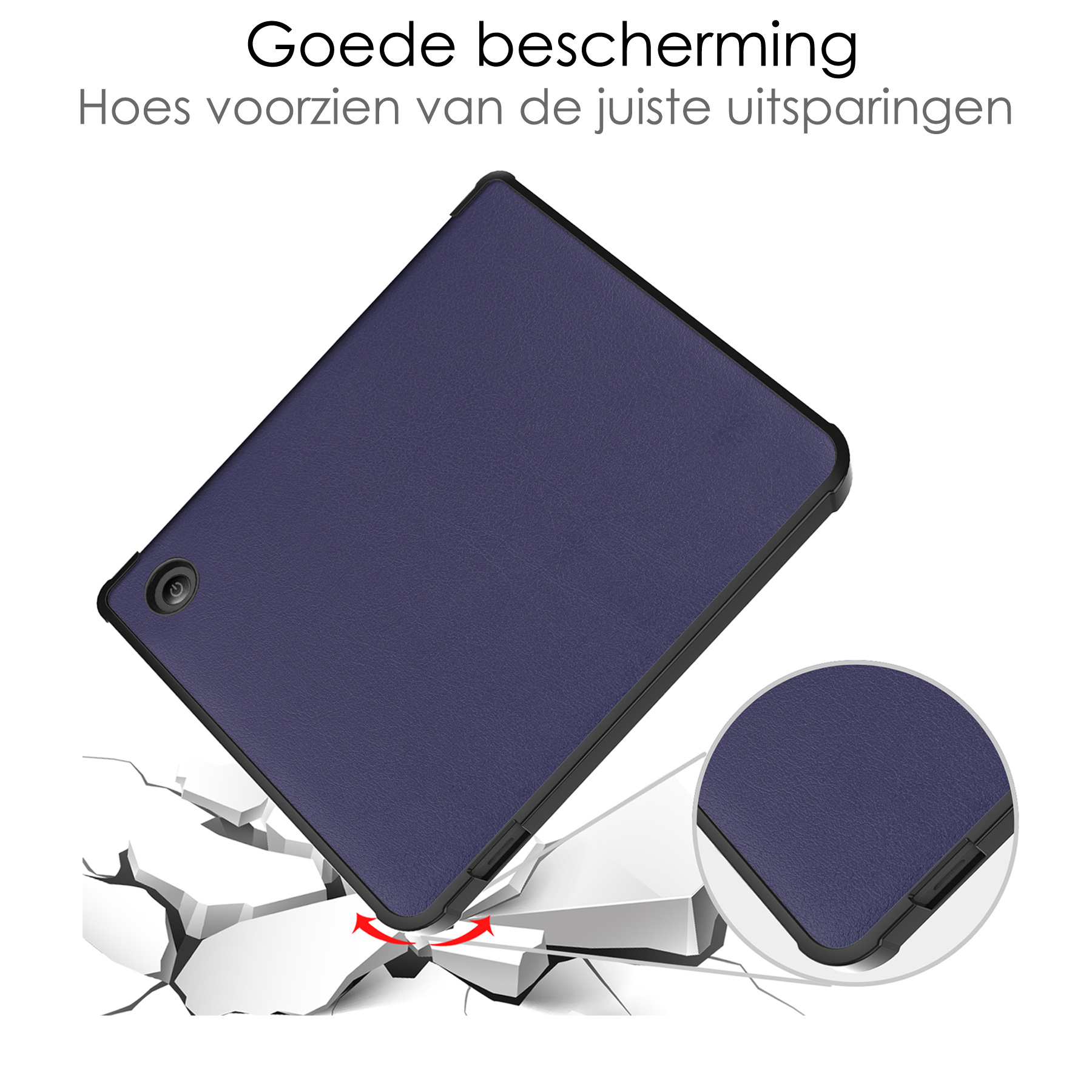 NoXx Hoes Geschikt voor Kobo Libra 2 Hoesje Bookcase Cover Book Case Hoes Sleepcover Met Screenprotector - Donkerblauw