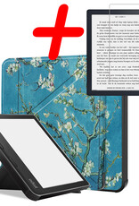 BASEY. Hoes Geschikt voor Kobo Libra 2 Hoesje Bookcase Cover Hoes Met Screenprotector - Hoesje Geschikt voor Kobo Libra 2 Hoes Cover Case - Bloesem