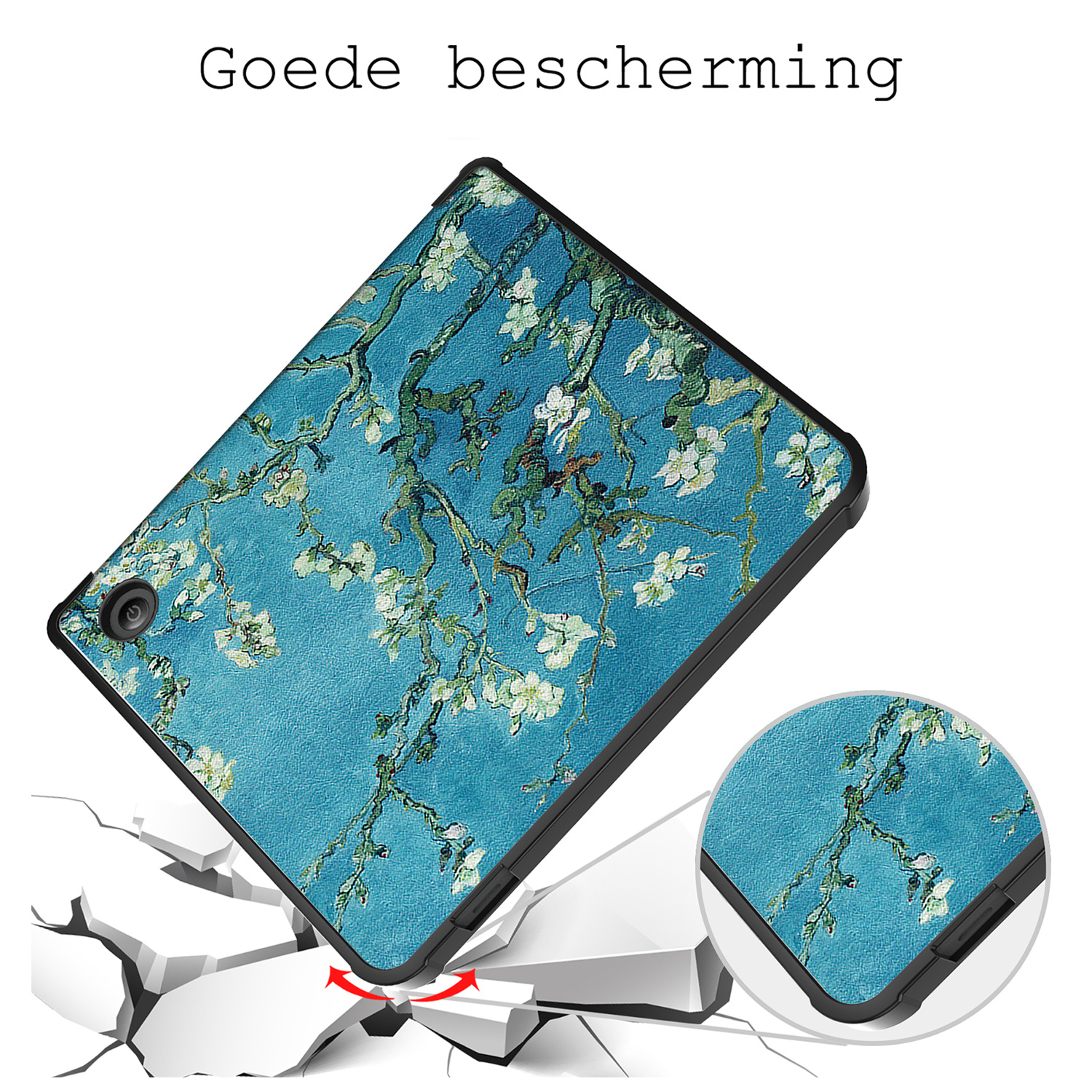 BASEY. Hoes Geschikt voor Kobo Libra 2 Hoesje Bookcase Cover Hoes Met Screenprotector - Hoesje Geschikt voor Kobo Libra 2 Hoes Cover Case - Bloesem